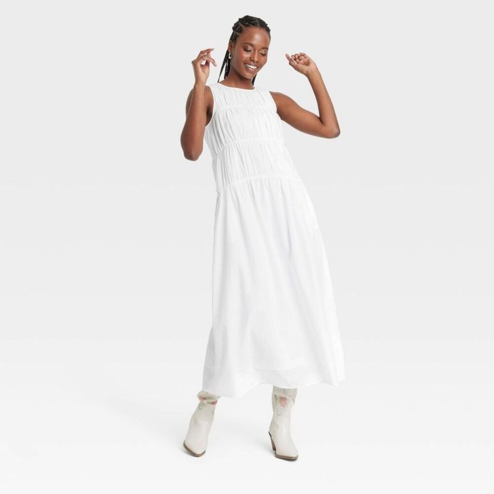 Universal Thread White Tiered Sleeveless Maxi Dress